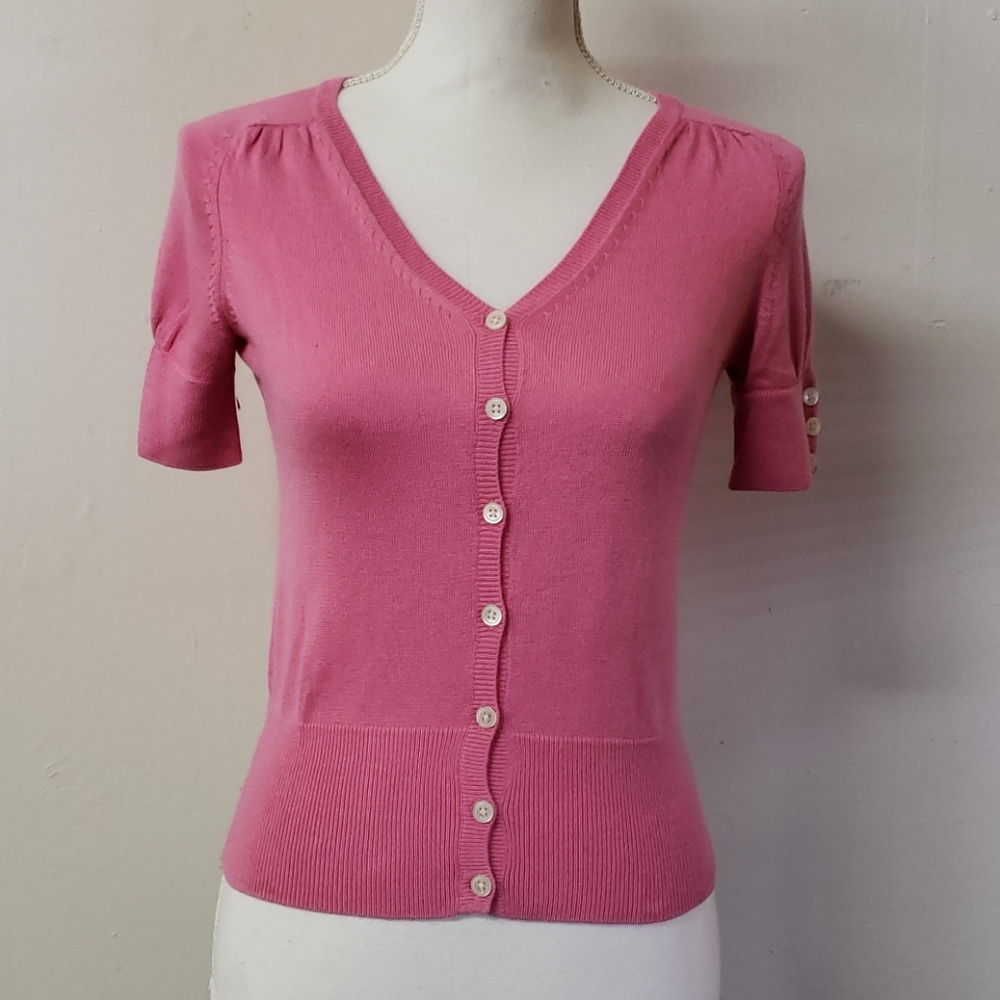 Banana Republic Knit Pink Short Sleeve Blouse